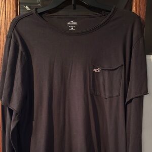 Hollister Men's Charcoal Long Sleeve Shirt | Large